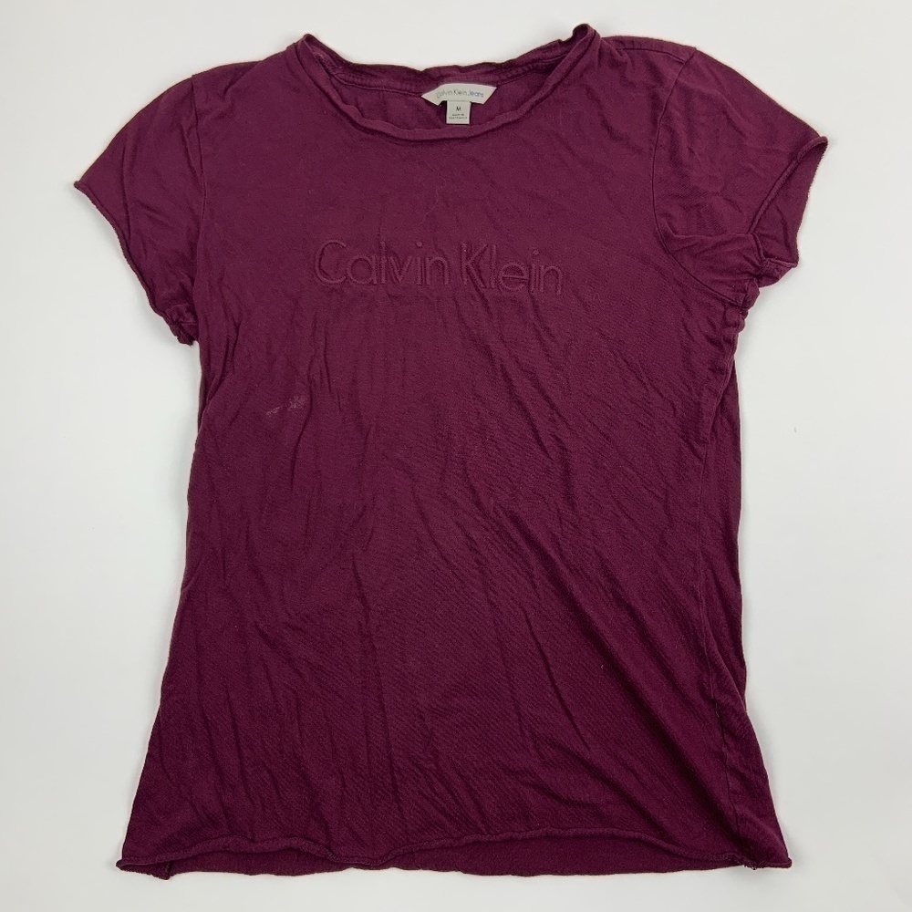 Calvin Klein Jeans T Shirt Womens Medium Round Neck Short Sleeve Purple